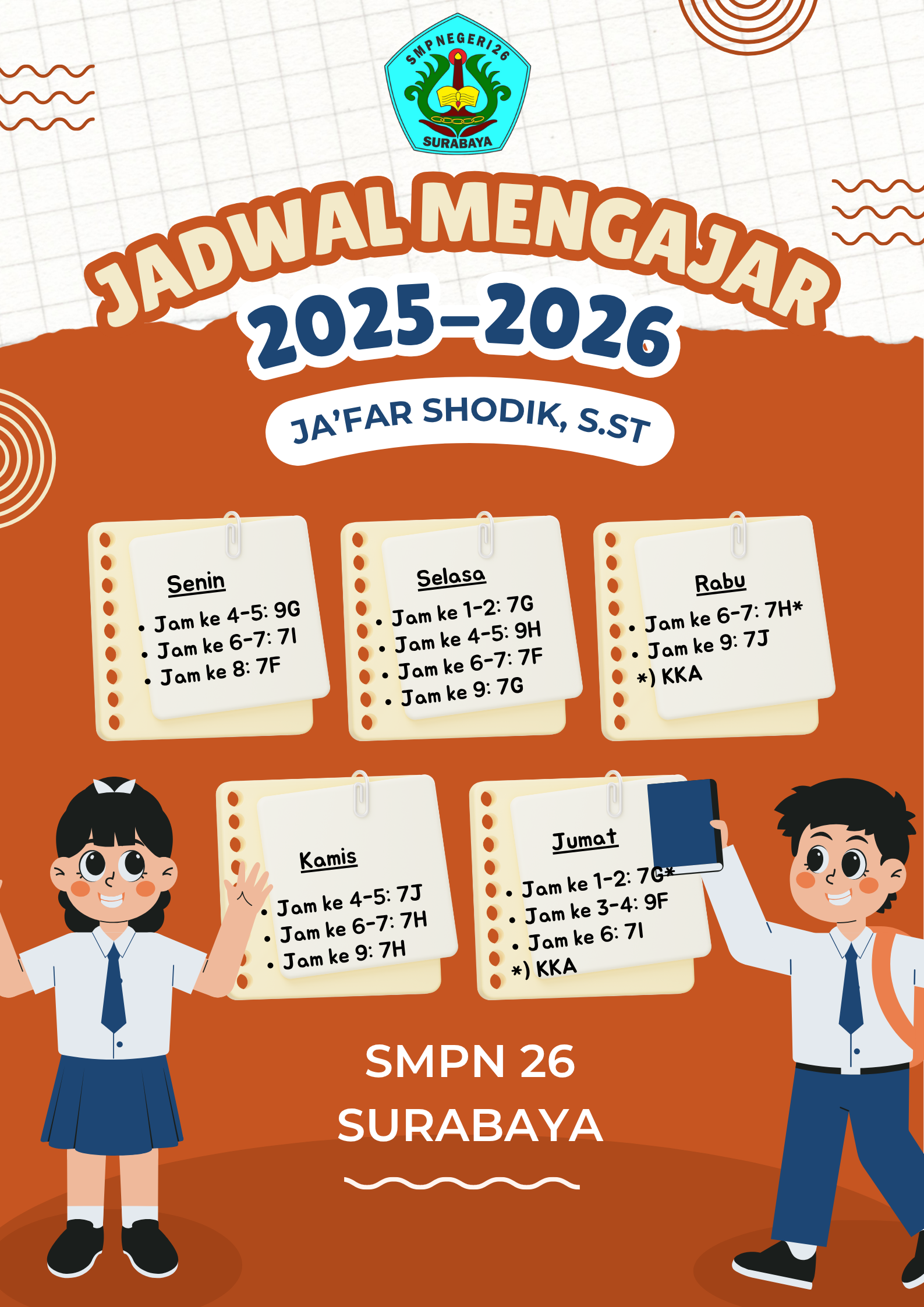 Jadwal Mengajar Ja'far Shodik, S.ST Tahun Pelajaran 2025-2026